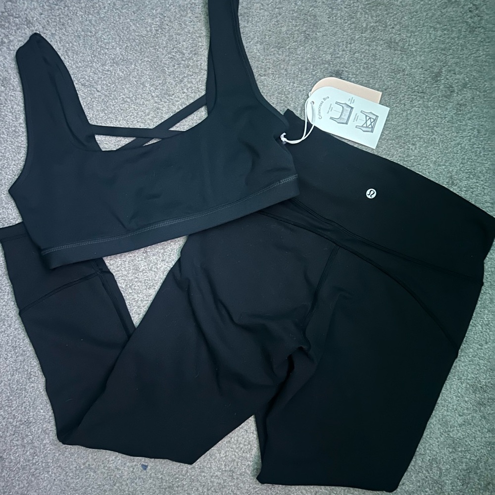 GUC Lululemon Leggings and Black NWT Blogilates Sports Bra (as a set)